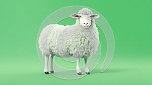 Illustration of cheerful cartoon rams in a meadow on a green background. Eid al Adha Mubarak greeting card with