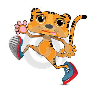 Illustration Cheerful Tiger in Gumshoes