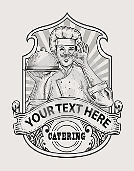 Illustration chef catering vintage logo