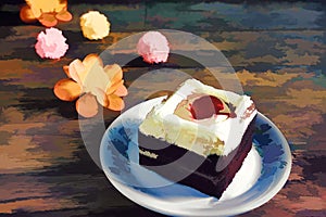 Illustration cherry cake