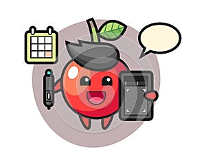 Illustration of cherry mascot as a graphic designer