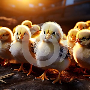 illustration of chickens in a chicken coop on a farm