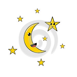 Illustration for child star moon vector