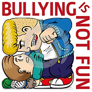 Illustration of a child suffering bullying from a quarrelsome bully