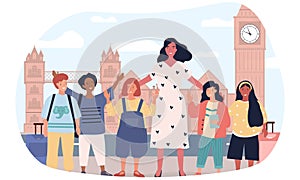 Illustration of children on excursion in London
