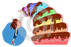 Illustration for Children: Happy Birthday Little Man, the Tiered Birthday Cake Leaned Closer and Said! photo