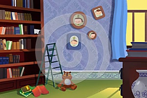 Illustration For Children: The Library / Study Room.