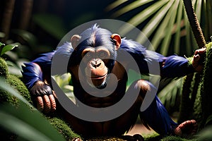 Illustration of chimpanzee in natural habitat photo