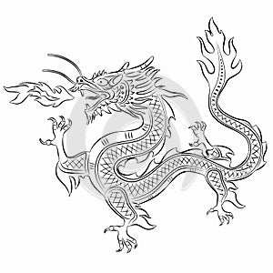 Illustration of chinese dragon , vector draw