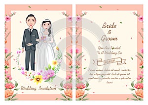 Couple on Indian Wedding invitation template background