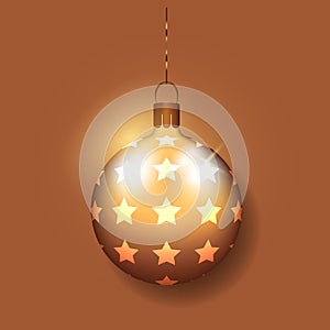 Illustration of a Christmas ball with gold stars.