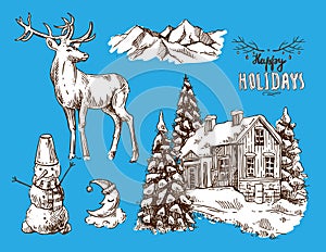 Illustration christmas landscape