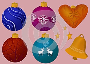 Illustration Christmas multicolor balls isolated on white background