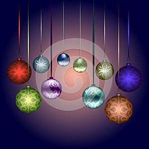Illustration for christmas and new year with multicolored shiny