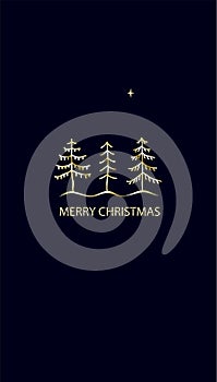 Illustration Christmas and New Year. Vector greeting card with Christmas tree