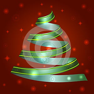 Illustration of christmas ribbon tree