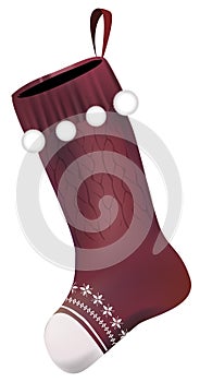 Illustration of Christmas stocking isolated on white background