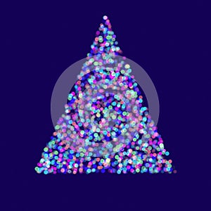 Illustration of a Christmas tree on a dark blue background.