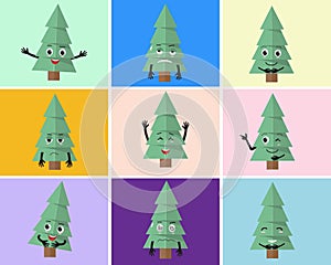 Illustration of Christmas tree set