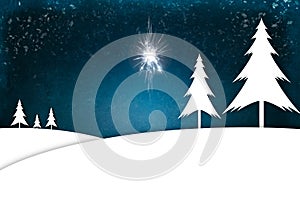 Illustration of Christmas Trees standing in a snowy landscape