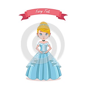 Illustration of cinderella girl holding a glass shoe