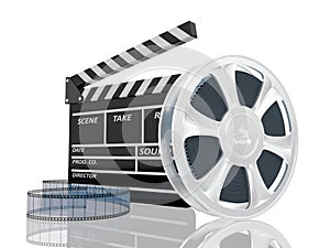 Illustration of cinema clap and film reel