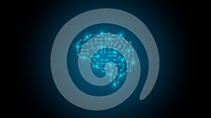 Illustration of a circuit board with a brain. Artificial intelligence background