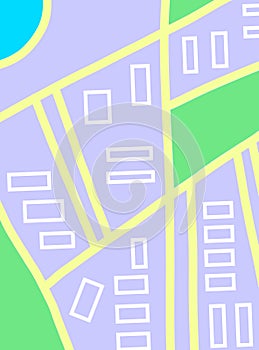 Illustration of city map. Search route