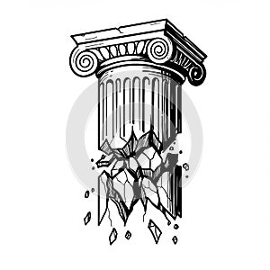 Illustration of a classical Ionic column, featuring scroll-like volutes at the top. The