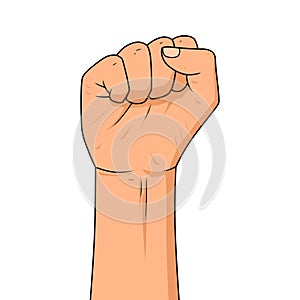 Illustration of clenched fist held high in protest