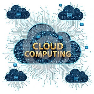 Illustration of cloud computing with interconnected networks