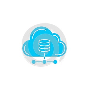 Illustration of a cloud database, representing cloud computing, data storage, and network connectivity in a modern design