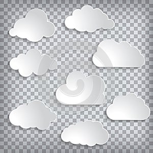 Illustration of clouds set on a chequered background