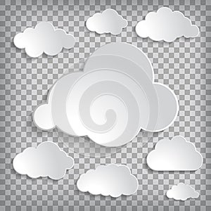 illustration of clouds set on a chequered background