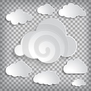 Illustration of clouds set on a chequered background