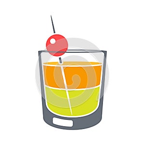 Illustration of cocktail in glass. Alcoholic drink for party.