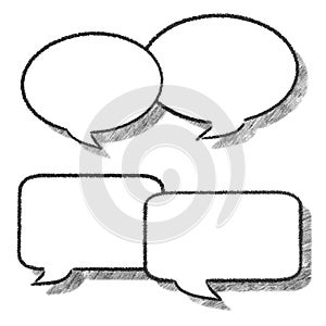 illustration of a collection of comic style speech bubbles drawn in pencil