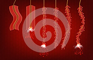 Illustration collection of firecracker chinese new year concept
