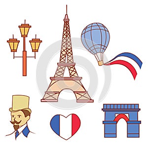 Illustration collection of set vector france