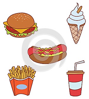 Illustration collection of set vector junk food