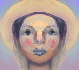 illustration color art portrait face lady watercolor