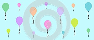 Illustration of colored balloons on blue background