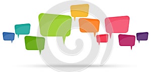 colored speech bubbles in a row