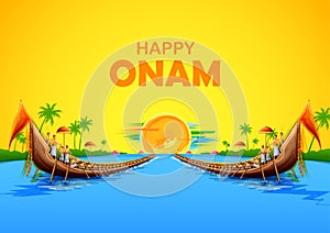 Illustration of colorful background for Happy Onam festival of South India Kerala