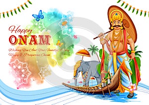 Illustration of colorful background for Happy Onam festival of South India Kerala