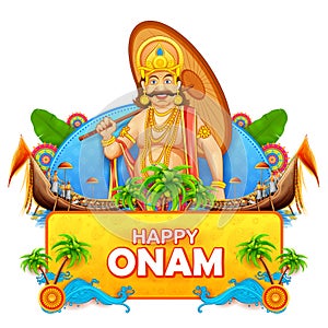 Illustration of colorful background for Happy Onam festival of South India Kerala