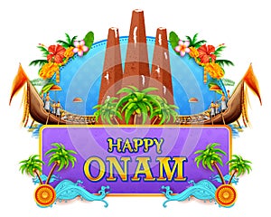 Illustration of colorful background for Happy Onam festival of South India Kerala