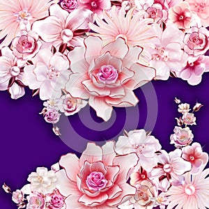 3d render, composition artistic flowers for modern texture of fresh aroma photo