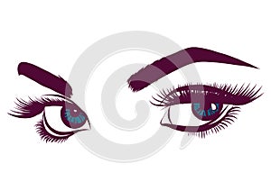 Illustration of colorful blue woman s eyes