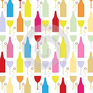 Illustration of colorful bottles and cups isolated on a white background